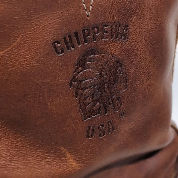 RARE Chippewa Steel Toe Brown Leather Logger Boots Mens Size 6 - Picture 6 of 12